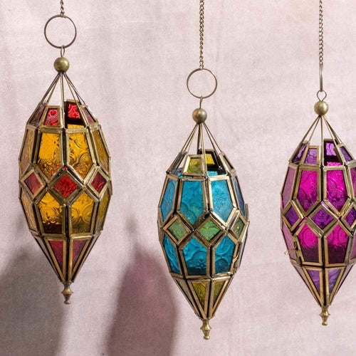 Hanging Lanterns with Coloured Glass Panels 'Chiraq' 